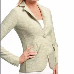 Cabi Lemon Zest cream Blazer one button tweed suit jacket -4